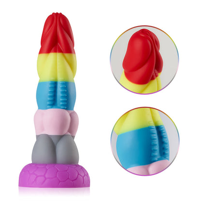 Rainbow dildo large with suction cup