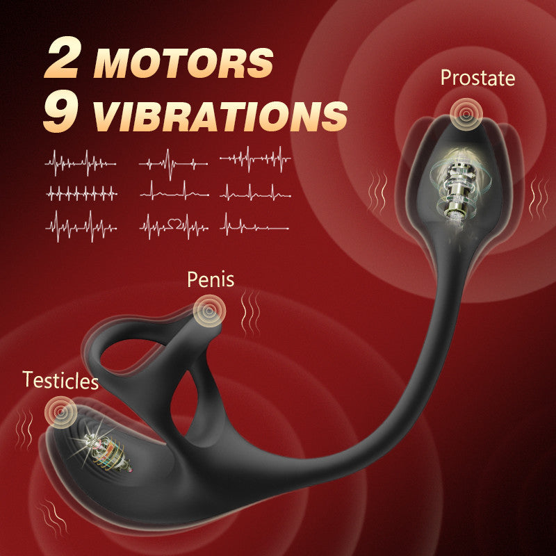 Anal Plug Man Vibration Stimulator with Penis Rings