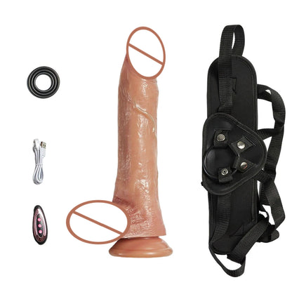 Modalità di vibrazione dildo portatile riscaldate strap-on