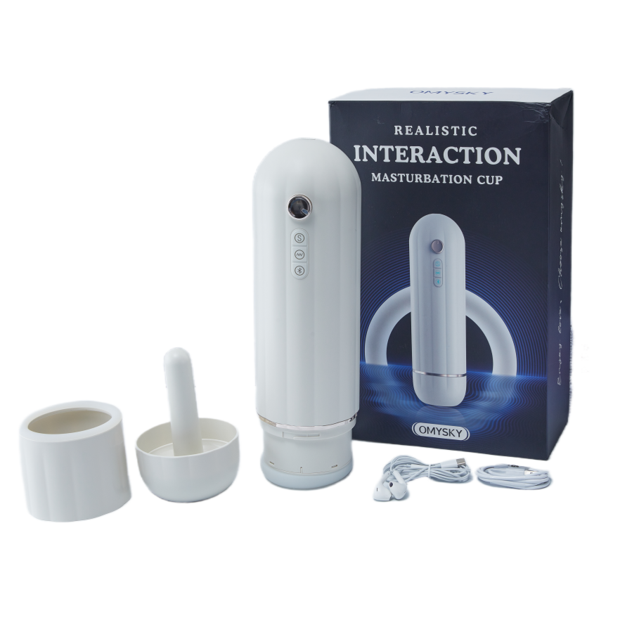 Bluetooth continuously adjustable masturbator with shock heater